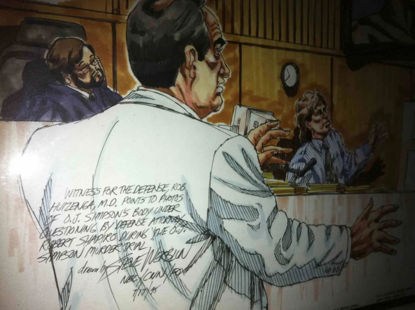 Illustration of a courtroom scene with a witness giving testimony.
